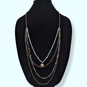 4-Strand Bohemian Chain & Bead Statement Necklace